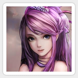 Anime Manga Girl Pink Hair Sticker